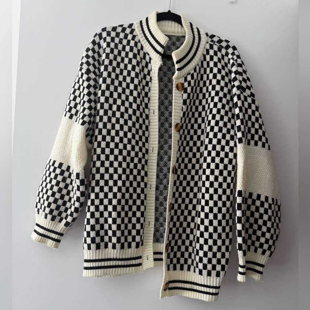 DRESSED IN LALA S/M checkered grandpa cardigan